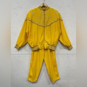 Vintage 1980s Vital Elements New York Bedazzled Pant Suit, Size M